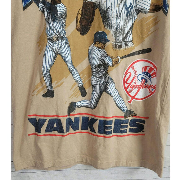 Mitchell & Ness Nostalgia New York Yankees Print Spellout Tan Tshirt, sz S - Picture 3 of 9